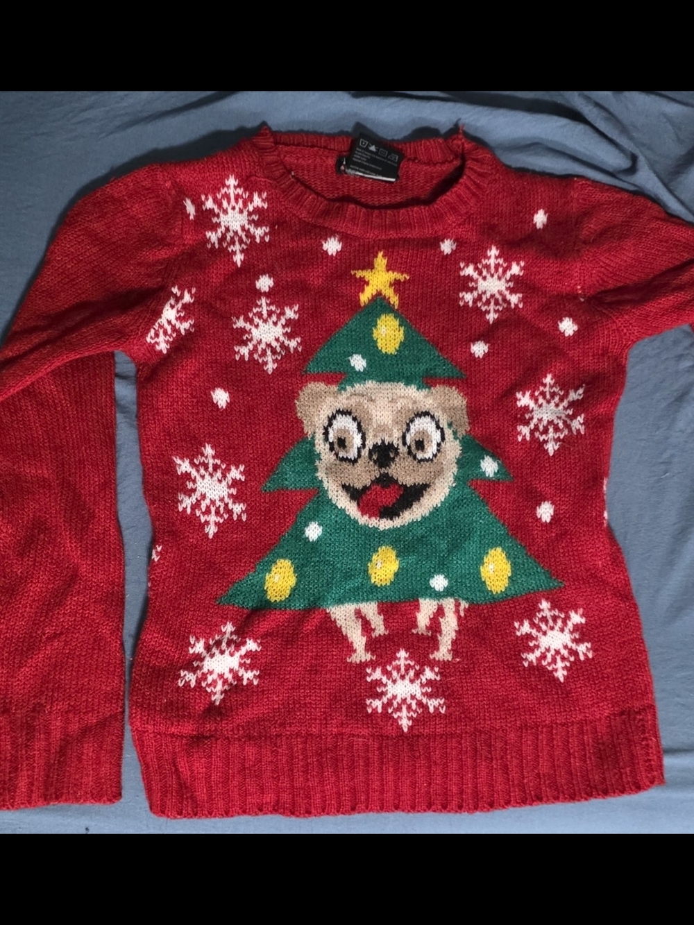 Festive Red Christmas Tree Dog Sweater